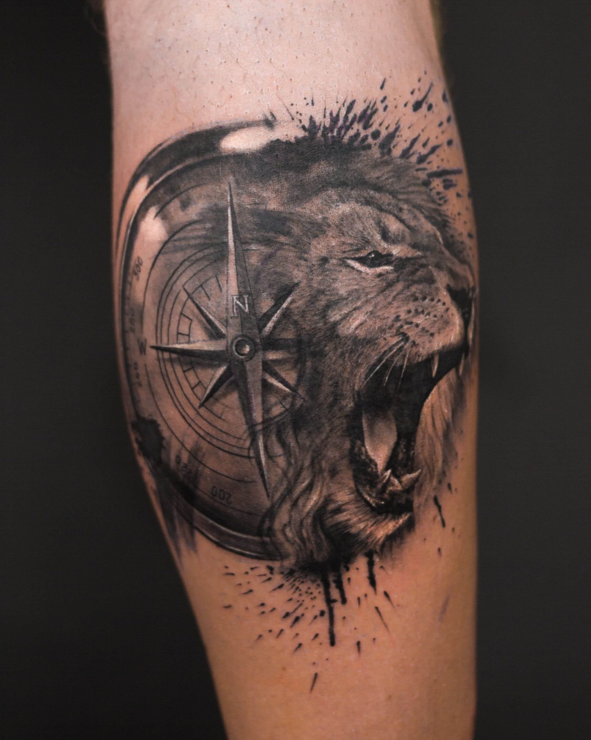 12+ Best Lion & Compass Tattoo Designs - PetPress