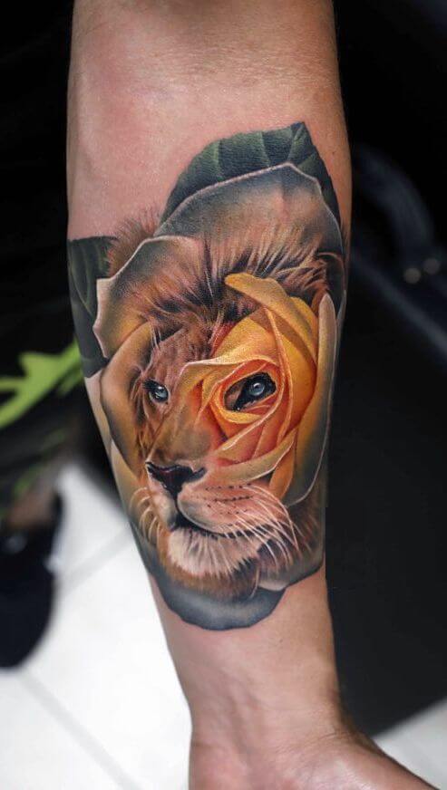 12+ Best Lion and Rose Tattoo Designs | PetPress