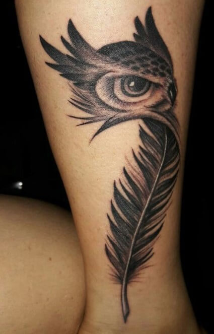 15+ Best Owl Feather Tattoo Ideas and Designs | PetPress
