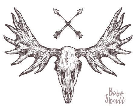 10+ Best Moose Skull Tattoo Designs | PetPress